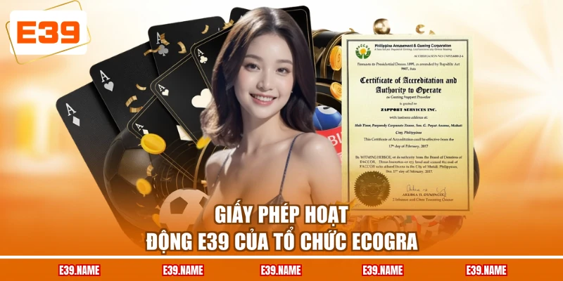 Giấy phép hoạt động E39 của tổ chức eCOGRA